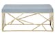 image 1 of Luxe Gold And Powder Blue Velvet Bench, Stylish Garden Bench For Outdoor, Accent Dining Bench For Diningroom | Blue