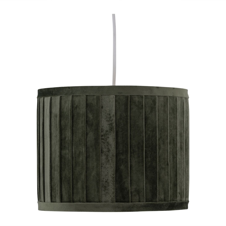 image 1 of Sundance - Dark Green Velvet Pleated 30cm Lamp Shade with Gold Inner | Green | Gold | Large | 1