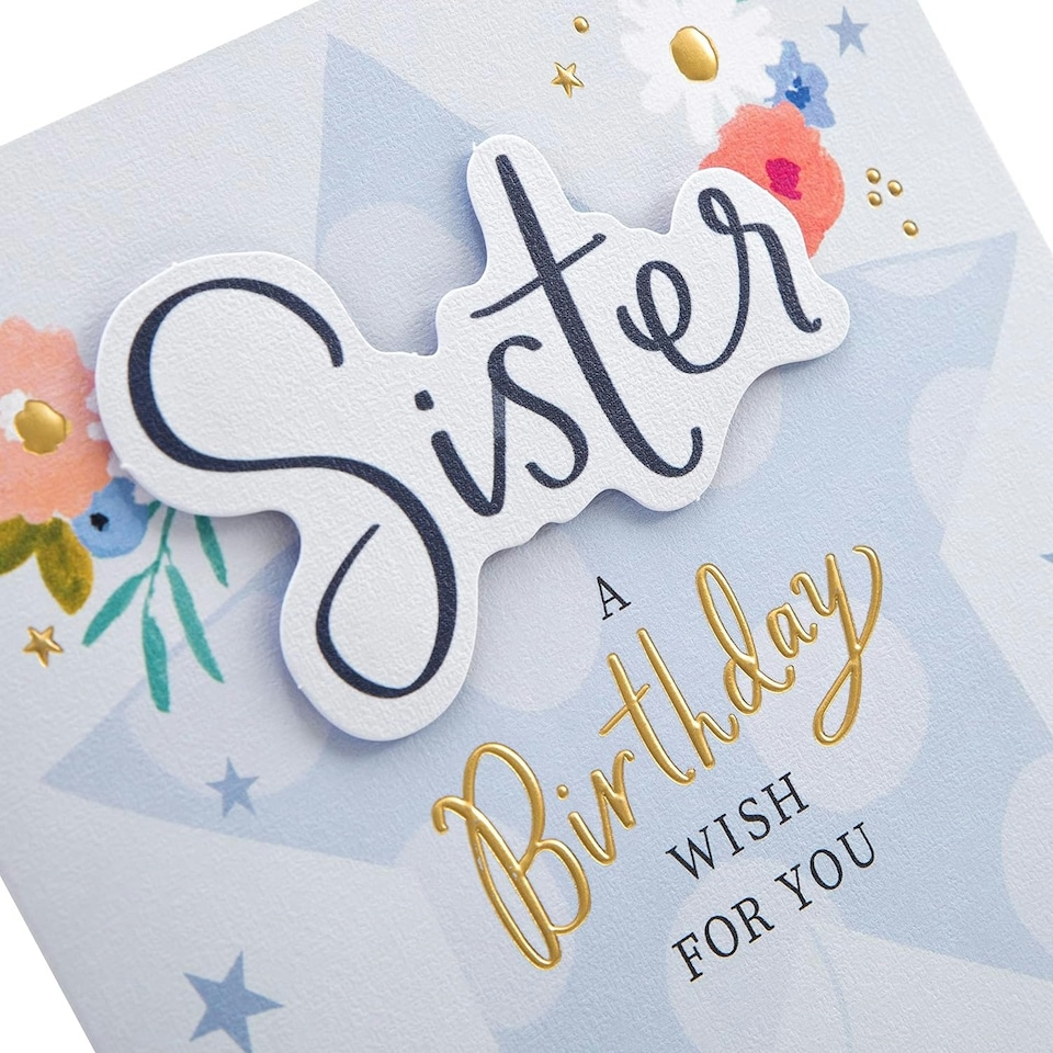image 1 of Flowers and Star Design Sister Birthday Card