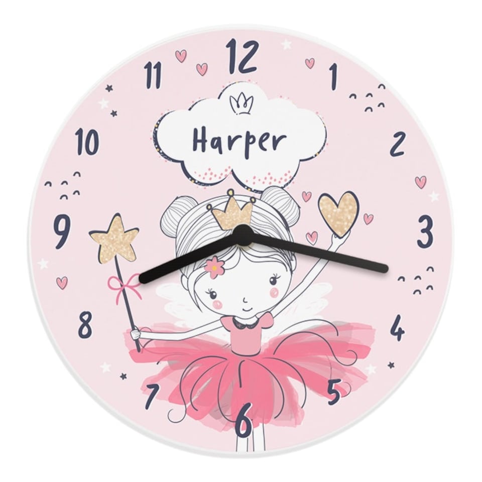 image 1 of Personalised Fairy Wooden Childrens Clock