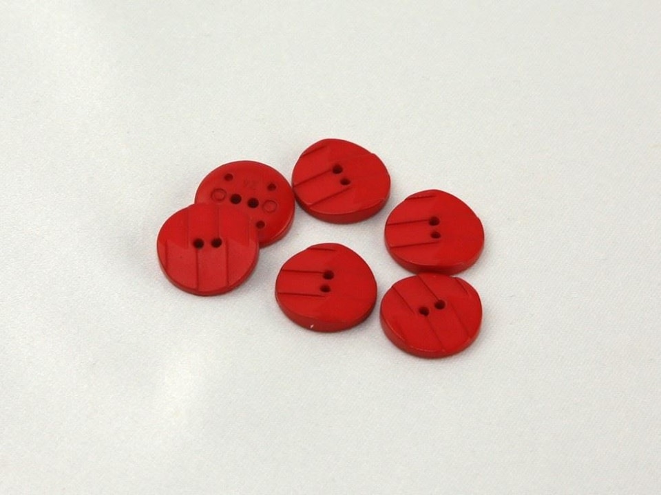 Dill Red Round Textured Buttons for Dressmaking - 19mm - per value pack of 12