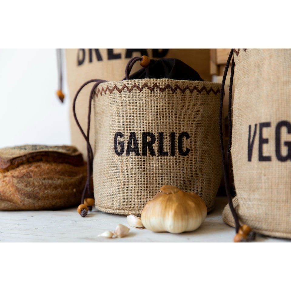 image 1 of Natural Elements Garlic Storage Bag Hessian Natural Brown