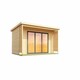 image 2 of Liverpool 3-Log Cabin, Wooden Garden Room, Timber Summerhouse, Home Office - L580 x W430 x H239.4 cm Brown