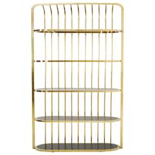Interiors by Premier Elegant Gold Finish Cage Design Bookshelf, Spacious Slimline Bookshelf, Functional Sleek Shelf For Books Gold