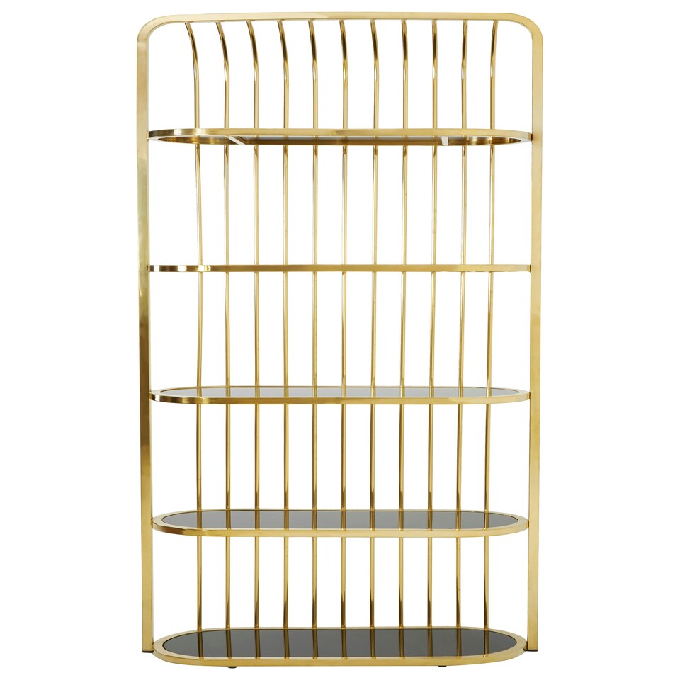 image 1 of Interiors by Premier Elegant Gold Finish Cage Design Bookshelf, Spacious Slimline Bookshelf, Functional Sleek Shelf For Books Gold
