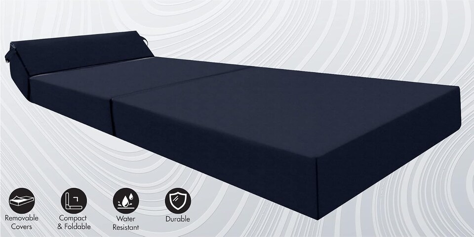 image 1 of Fold Out Z Bed Chair Sofa Lounger With Pillow Navy