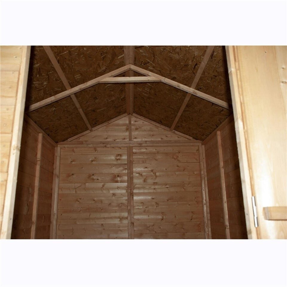 image 1 of 8 x 6 (2.39m x 1.83m) - Pressure Treated Tongue And Groove - Apex Workshop - 1 Opening Window - Double Doors - 12mm Tongue And Groove Floor