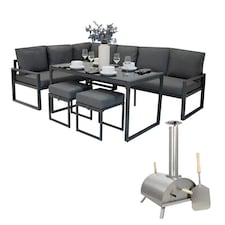 Table Top Pizza Oven & Aluminium Corner Sofa Set - Anthracite Grey