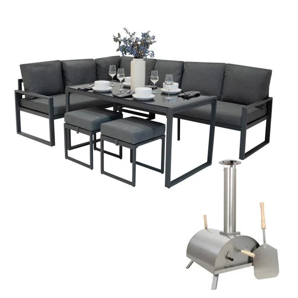 image 1 of Table Top Pizza Oven & Aluminium Corner Sofa Set - Anthracite Grey