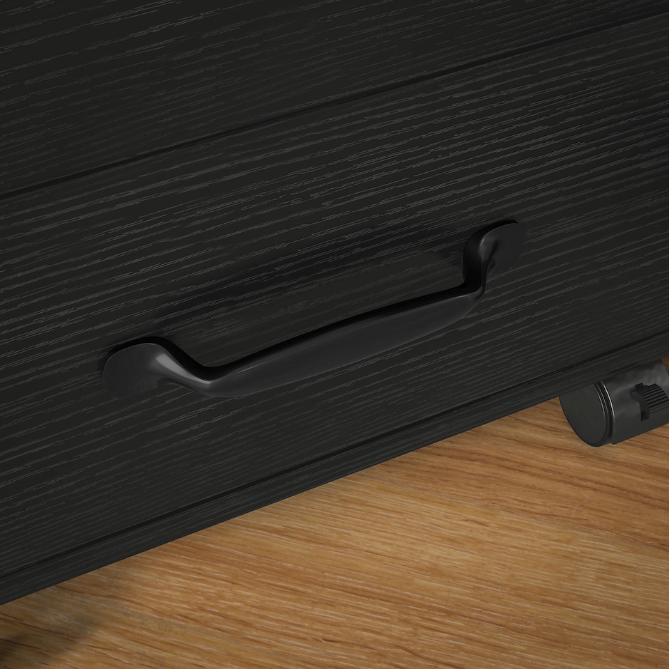 image 1 of HOMCOM 3-Drawer Filing Cabinet, Mobile File Cabinet for Home Office, Small Rolling Filing Cabinet, Printer Stand, Under Desk File Cabinet for A4, Letter-Size Files, Black Wood Grain