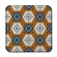 image 1 of Rust orange background with gray, navy blue and beige (Coaster)