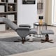 image 7 of HOMCOM Linen Swivel Recliner Chair with Footstool, Upholstered Reclining Armchair with Wooden Base for Living Room, Grey