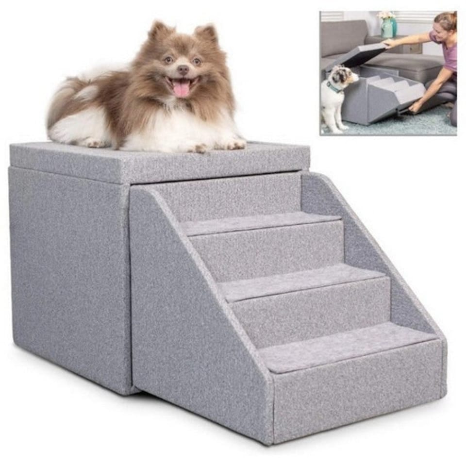 image 1 of PetFusion Ottoman and Stairs With Storage Tote