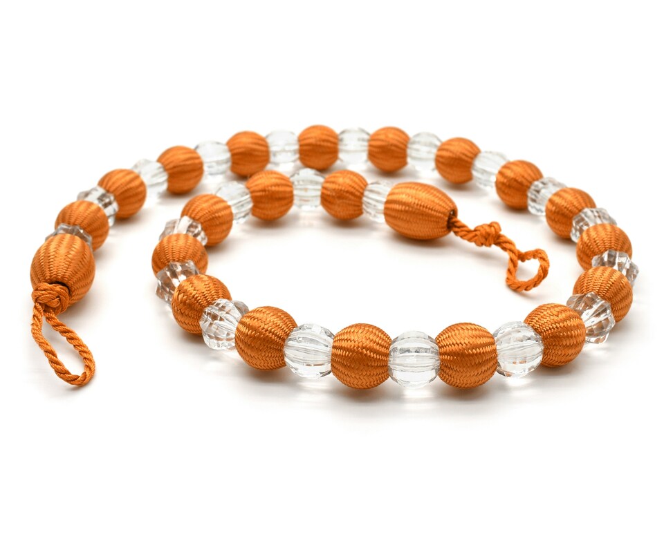 image 1 of Intimates Crystal Beaded Curtain Tieback Pair | Orange | Orange