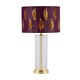 image 1 of Aura - Satin Brass Table Lamp with Burgundy Fern Cut Out Shade