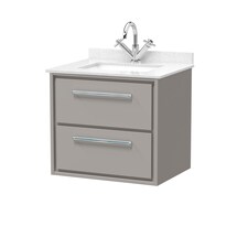 Balterley Wall Hung 2 Drawer Vanity with Marble Worktop Basin | Grey | Pebble Grey | 617 x 620 x 470mm