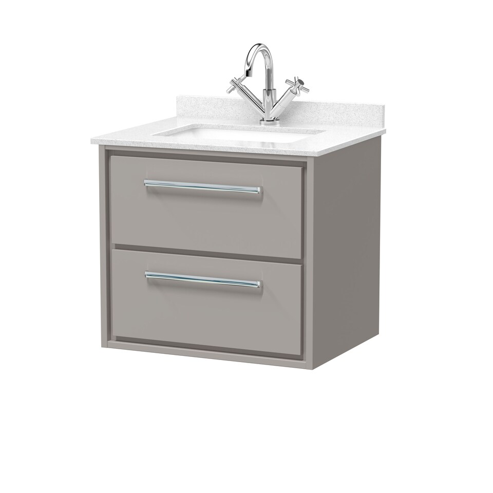 image 1 of Balterley Wall Hung 2 Drawer Vanity with Marble Worktop Basin | Grey | Pebble Grey | 617 x 620 x 470mm