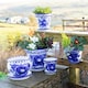 image 5 of Verano Spanish Ceramics Set of 3 Classic Plant Pots - 16-29cm Blue Floral Blue