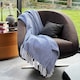 image 2 of Large Cotton Chevron Herringbone Sofa Throw Blanket - 150 x 200cm | Blue | Blue | One Size | 1
