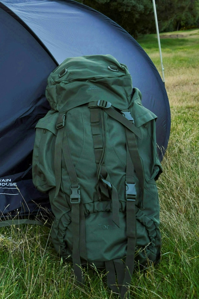 image 1 of Mountain Warehouse 65L Large Rucksack Backpack Travelling Backpacking Camping | Green | Khaki