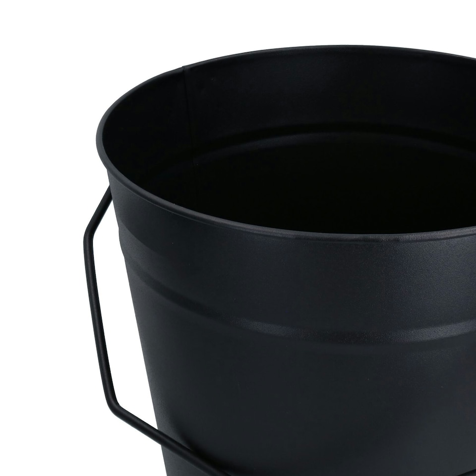 image 1 of Coal Bucket & Lid Black Metal Ash Tidy Bin Coal Carrier Fire Log Burner Kindling