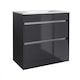 image 1 of Bathroom 2-Drawer Floor Standing Vanity Unit with Basin 600mm Wide - Storm Grey Gloss - (Urban) - Brassware Not Included | Grey | Grey | 1