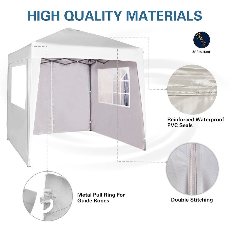 image 1 of MCC Direct Gazebo 2x2 Pop Up Garden Outdoor Party Tent Marquee Canopy with Sides