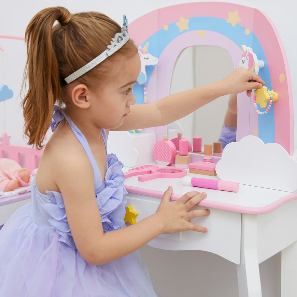 image 1 of Teamson Kids Little Dreamer Rainbow Medium Toy Vanity, Pink