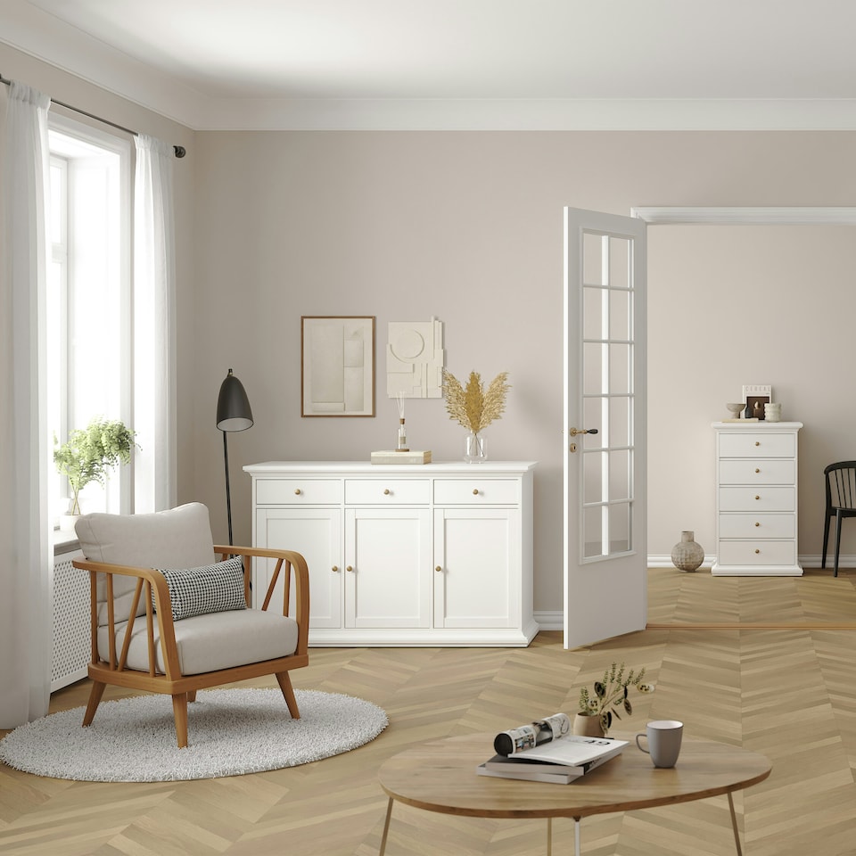 image 1 of Paris Sideboard with 3 doors and 3 drawers in White White