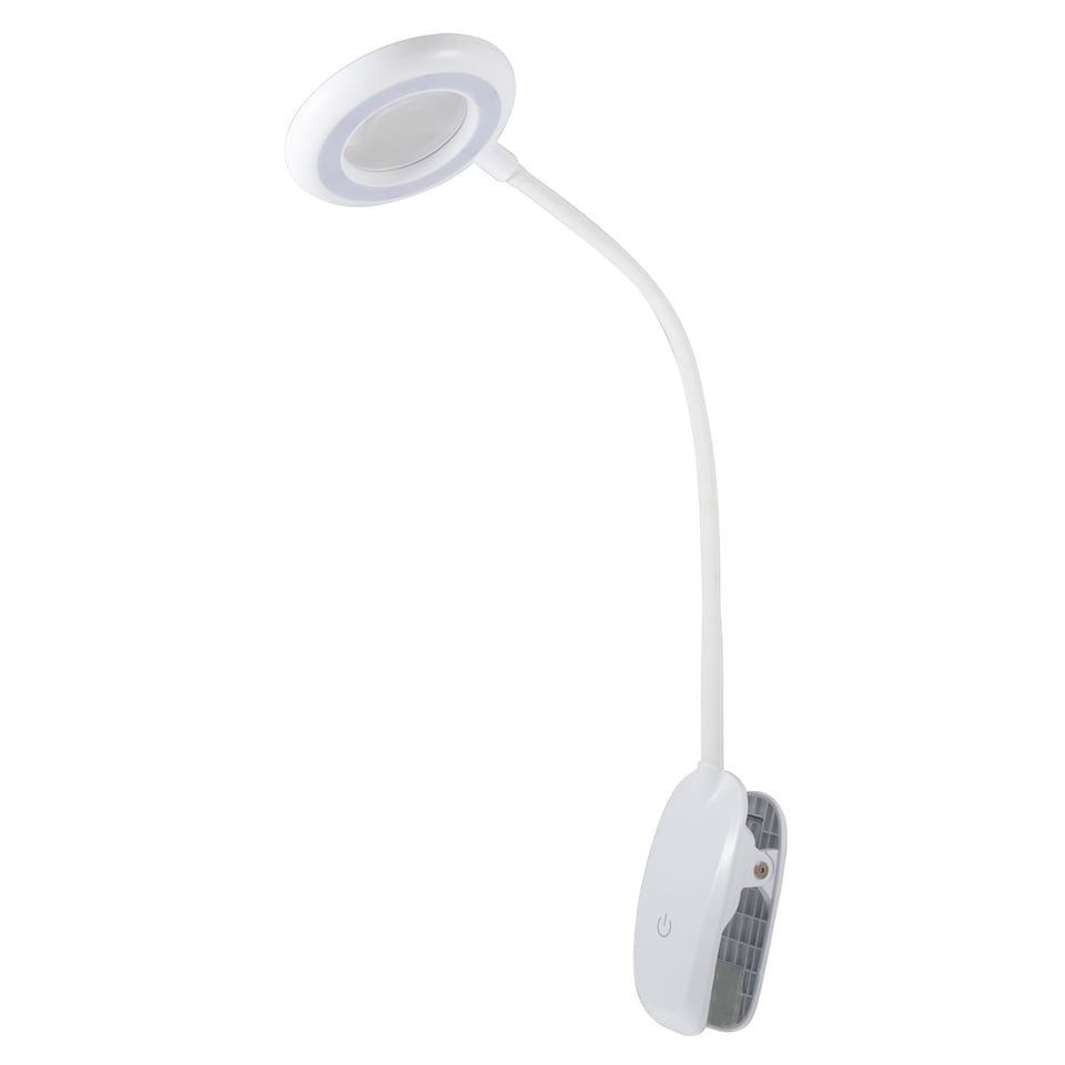 image 1 of PURElite Rechargeable Clip-on Magnifier - LED Flexible Table & Desk Lamp, 3x Magnification for Reading & Crafts