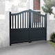image 1 of Double Swing Gate 3750x1600mm Black - Partial Privacy Driveway Gate with Vertical Solid Infill and Bell-Curved Top Black