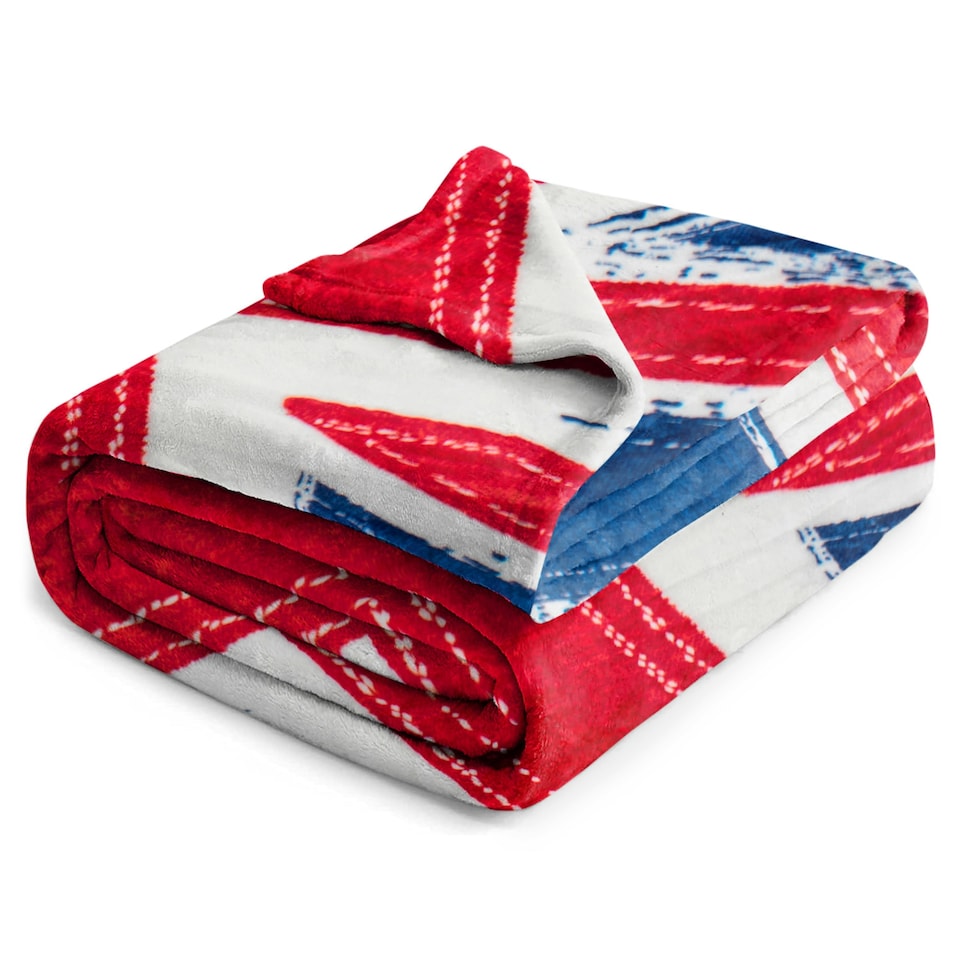 image 1 of Velosso Union Jack Flannel Throw - 127cm x 152cm Multi | Multi