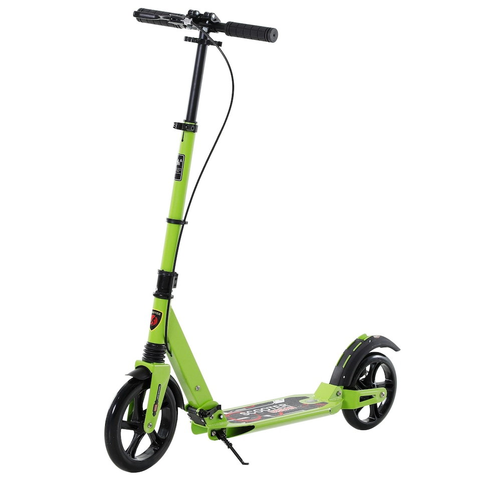 image 1 of HOMCOM Teens Adult Kick Scooter Fold Adjust 14+ w/ Dual Brake System Green