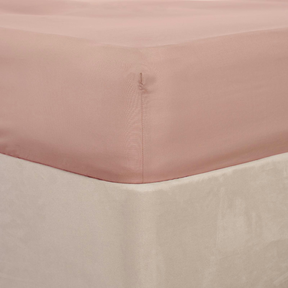 image 1 of OHS Soft Plain Fitted Bed 25cm Deep Elasticated Sheet, King - Blush Pink