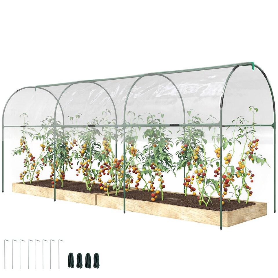 image 1 of Outsunny Tomato Greenhouse with Top Tap, Pointed Bottom and Guy Ropes, Clear