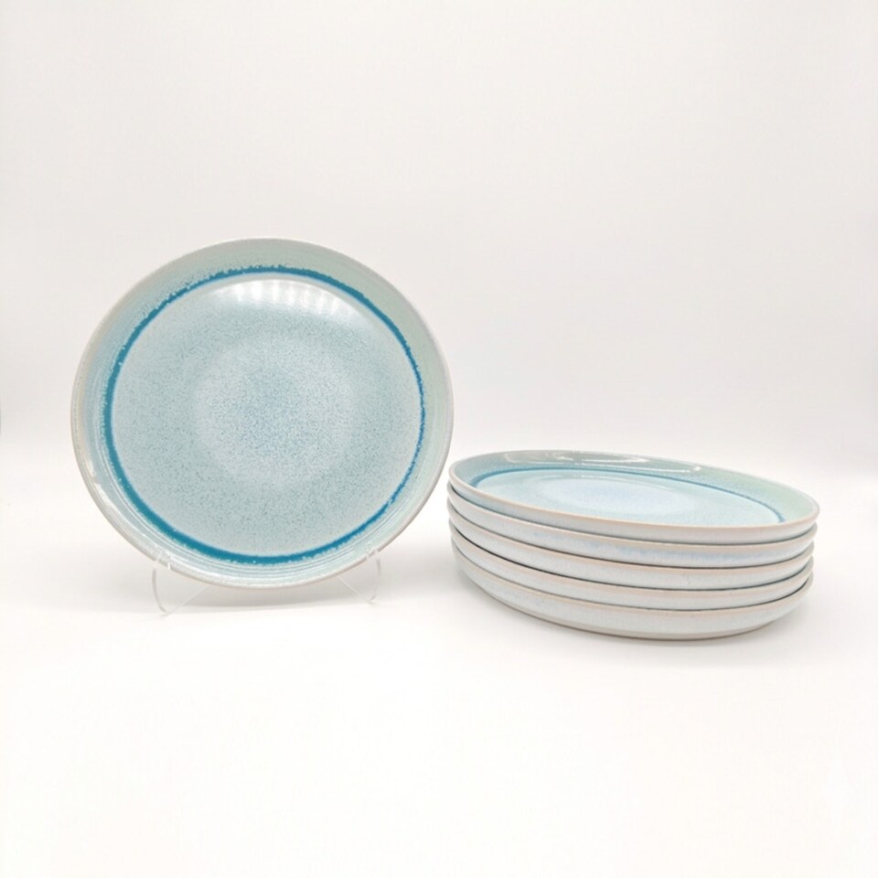 image 1 of Reactive Blue Glaze Dinnerware Dinner Plate 6pc Set 27cm