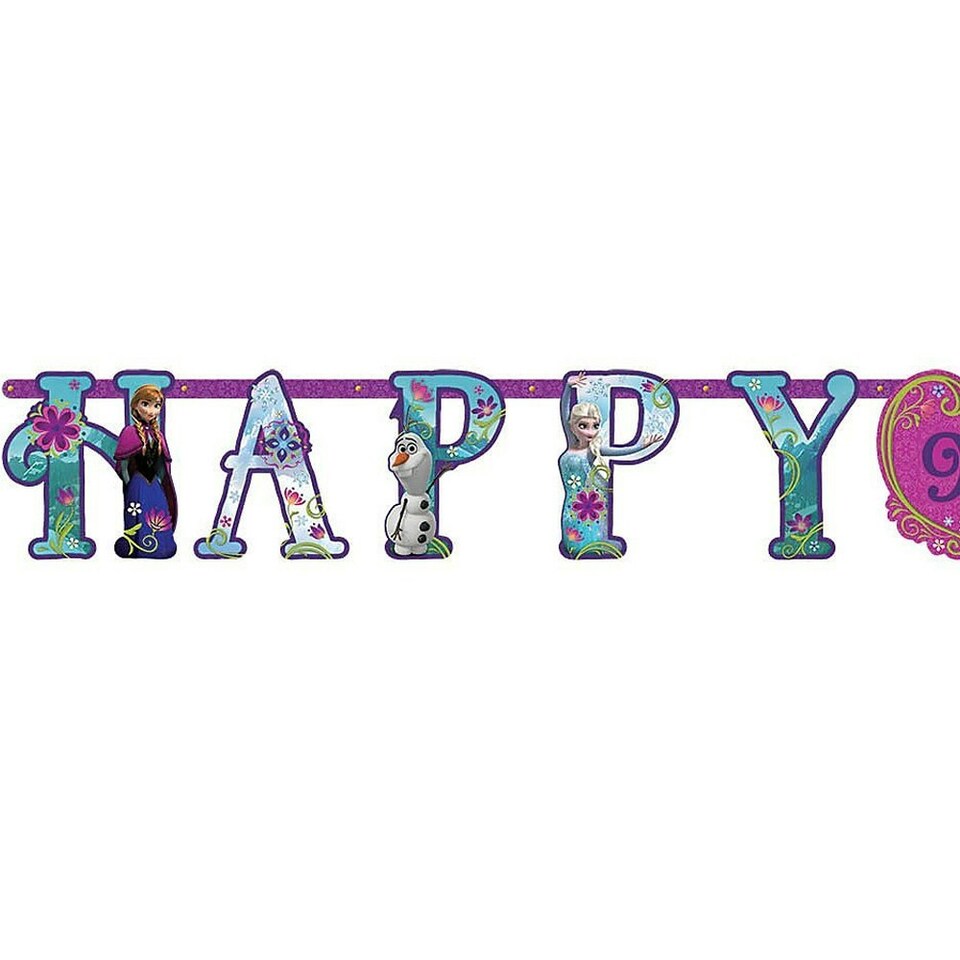 image 1 of Frozen Jumbo Letter Birthday Banner Kit - Multicoloured - One Size