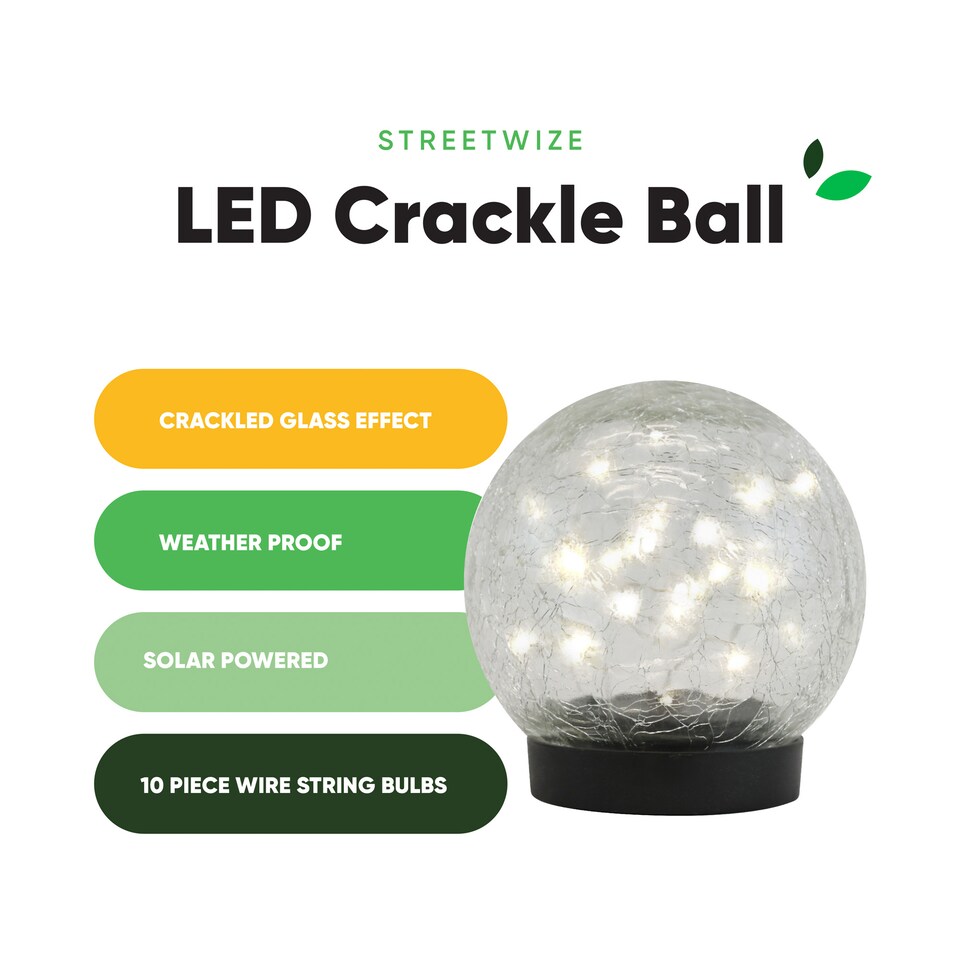 image 1 of Gardenwize Solar Crackle Ball Light - 15cm Diameter
