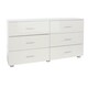 image 4 of Lido 3+3 Drawer White Gloss Wide Chest of Drawers - White High Gloss Bedroom Storage with Matte Silver Handles | White | White | 1