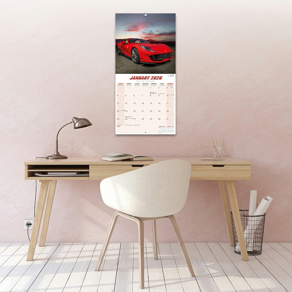 image 1 of Ferrari 2026 Calendar | Square Wall Calendar | Car Enthusiast Gift | Plastic Free Packaging | by Avonside Publishing