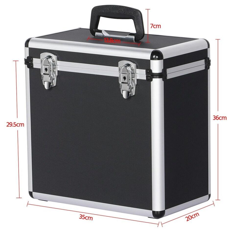 image 1 of Yaheetech Vinyl Storage Case with Lockable Latches Black