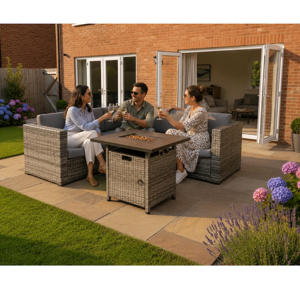 image 1 of Ascot Fire Pit Garden Set – Grey