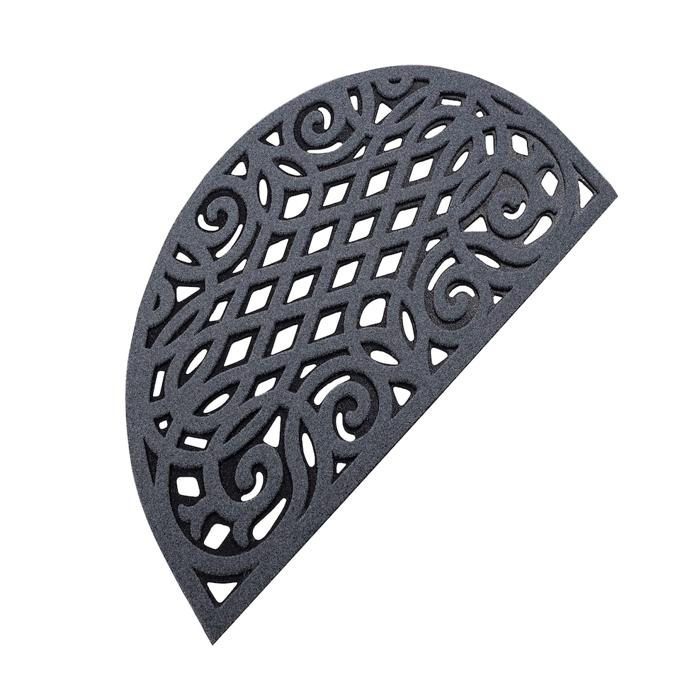 image 1 of Nicoman Victorian Style Halfmoon Rubber Outdoor Door Mat Grey 75 x 44cm | Grey | Open Back (For Outdoors)