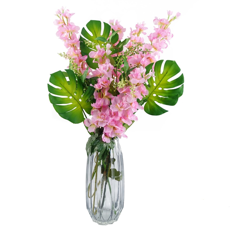image 1 of 30cm Clear Contemporary Glass Vase | White | 30