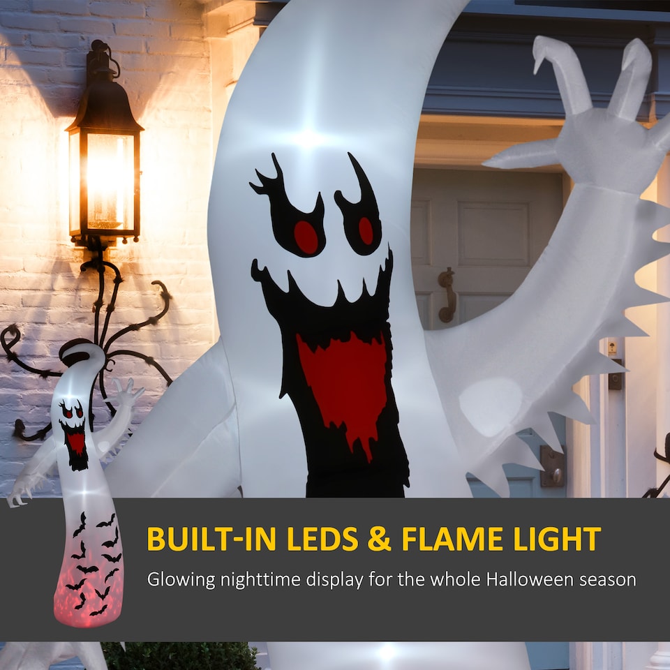 image 1 of Outsunny 11.8FT Tall Halloween Inflatable Spooky Ghost, Blow Up Outdoor Halloween Decoration with Build-in LEDs and Rotating Light for Garden, Lawn, Party