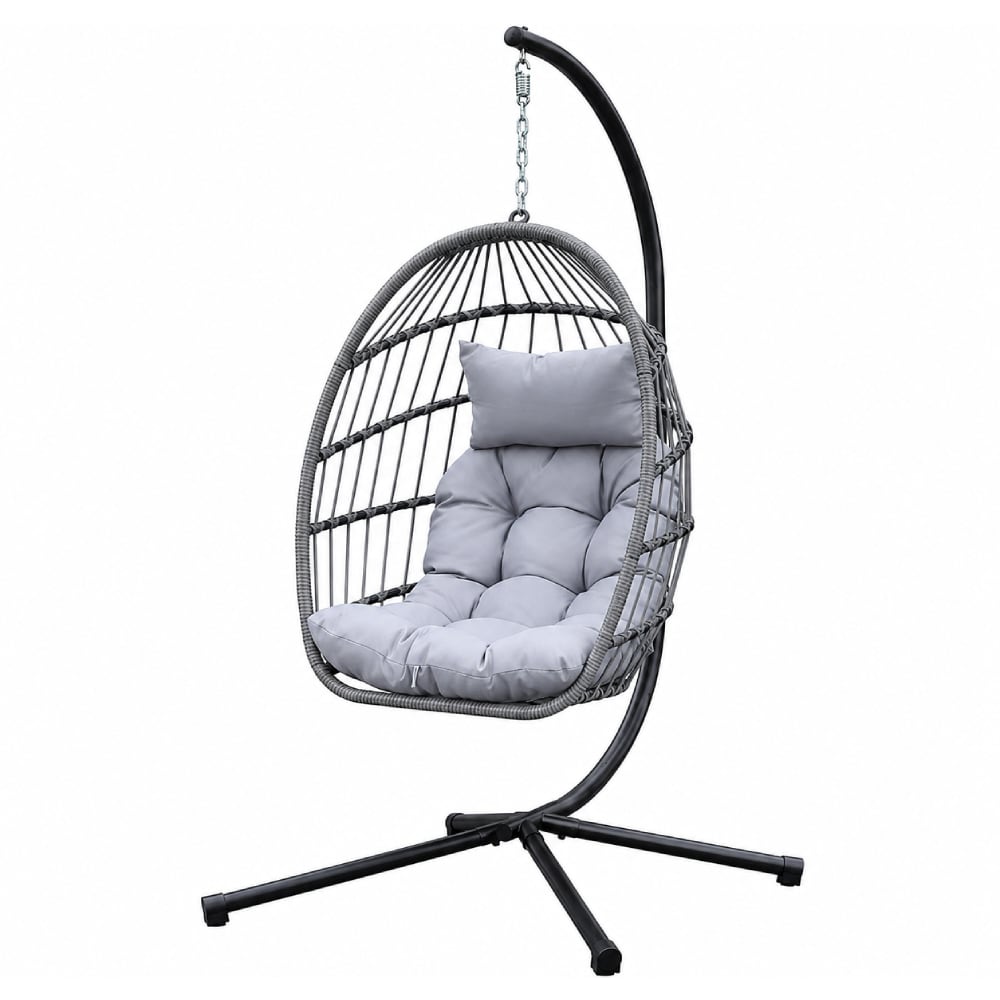 Alivio Hanging Egg Chair with Stand, Weather-Resistant Indoor Outdoor Basket Chair Swing Chair