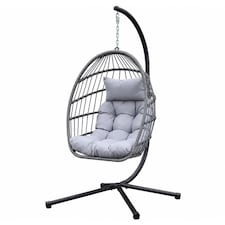 Alivio Hanging Egg Chair with Stand, Weather-Resistant Indoor Outdoor Basket Chair Swing Chair