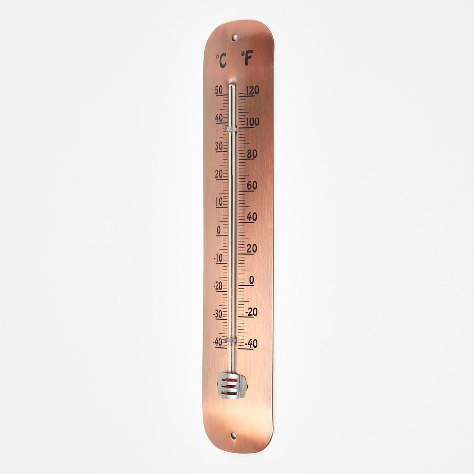 image 1 of Homescapes Copper Metal Wall Thermometer, 30 cm