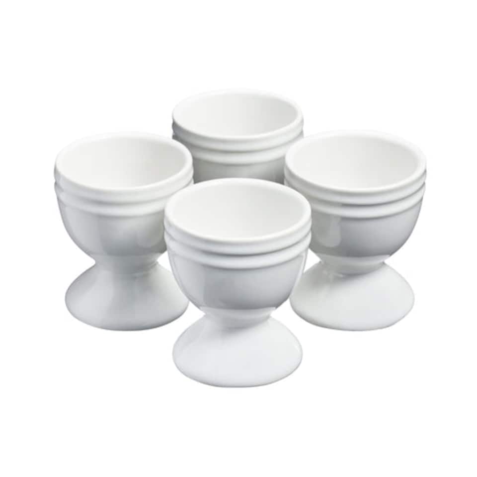 image 1 of Cooks Professional 4 Piece Egg Cup Set - Dishwasher Safe Stoneware | White | White | 4