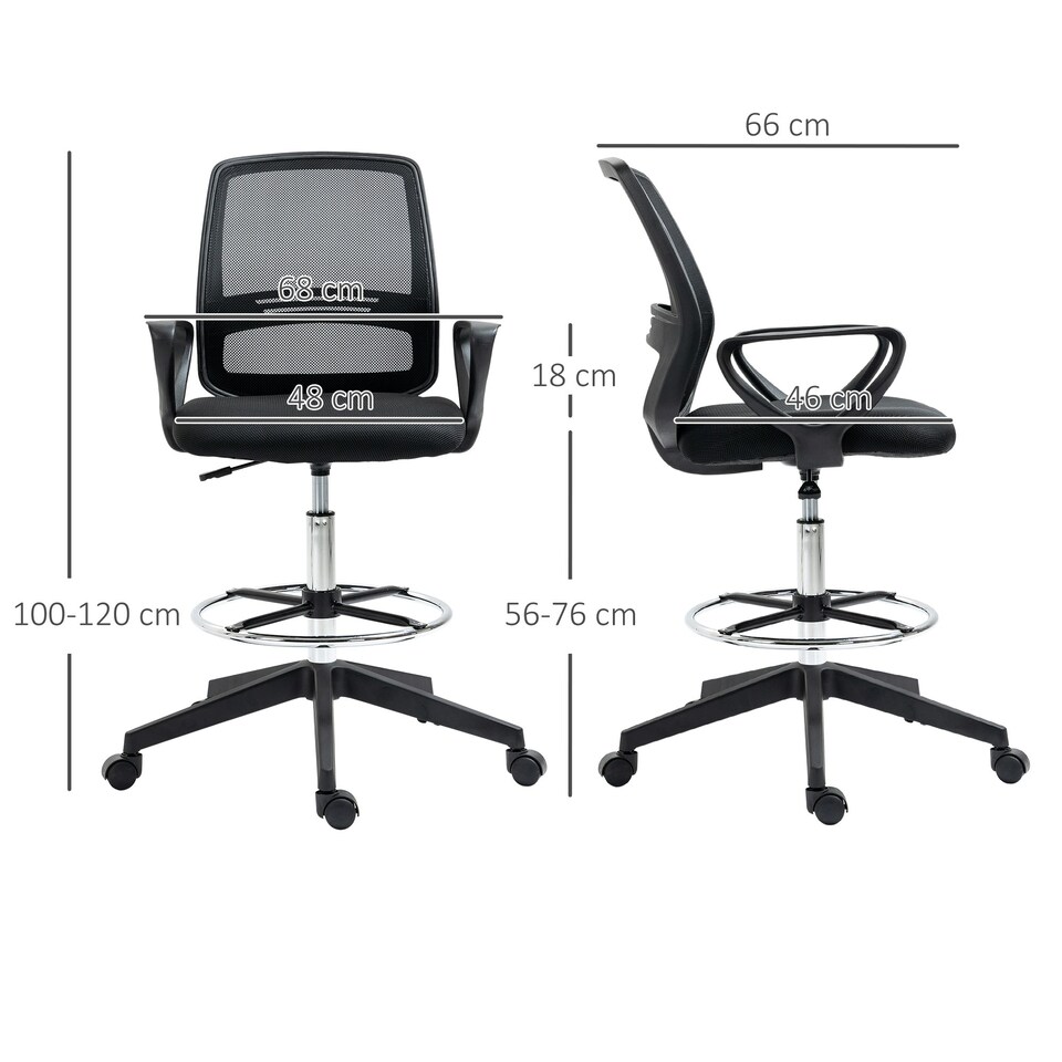 image 1 of Vinsetto Draughtsman Chair Tall Office Chair with Adjustable Height